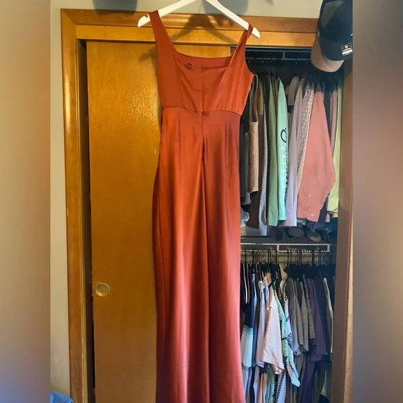 Lulus | Dresses | Lulus Rust Satin Dress Bridesmaid Dress Worn Once And  Then Dry Cleaned